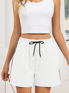 Striped Trim Drawstring Shorts (16)