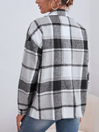 Plaid Collared Neck Button Down Jacket (12)