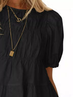Ruched Tiered Puff Sleeve Blouse (32)