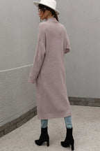 Waffle Knit Open Front Duster Cardigan Pockets (11)