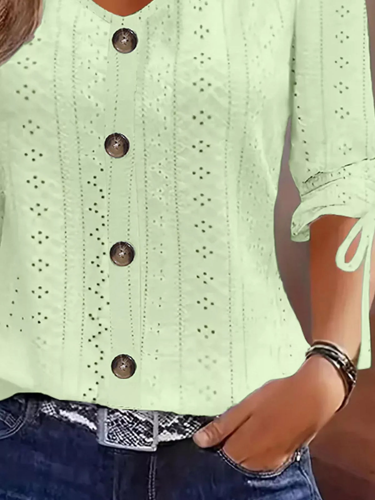 Eyelet Tie-sleeve Detail Top (18)