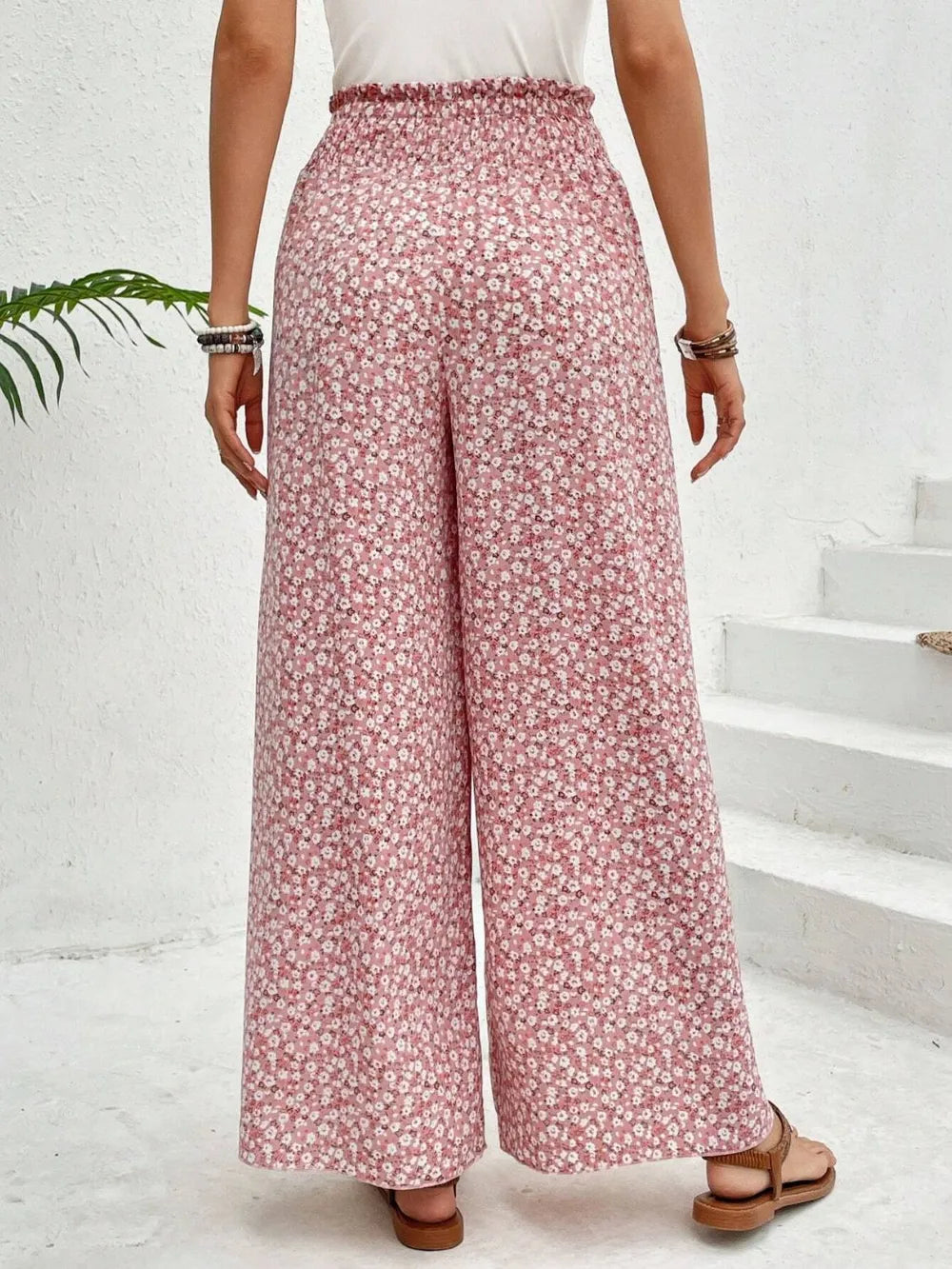 Tied Printed Wide Leg Pants (2)