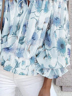 Off-shoulder Floral Print Blouse (3)