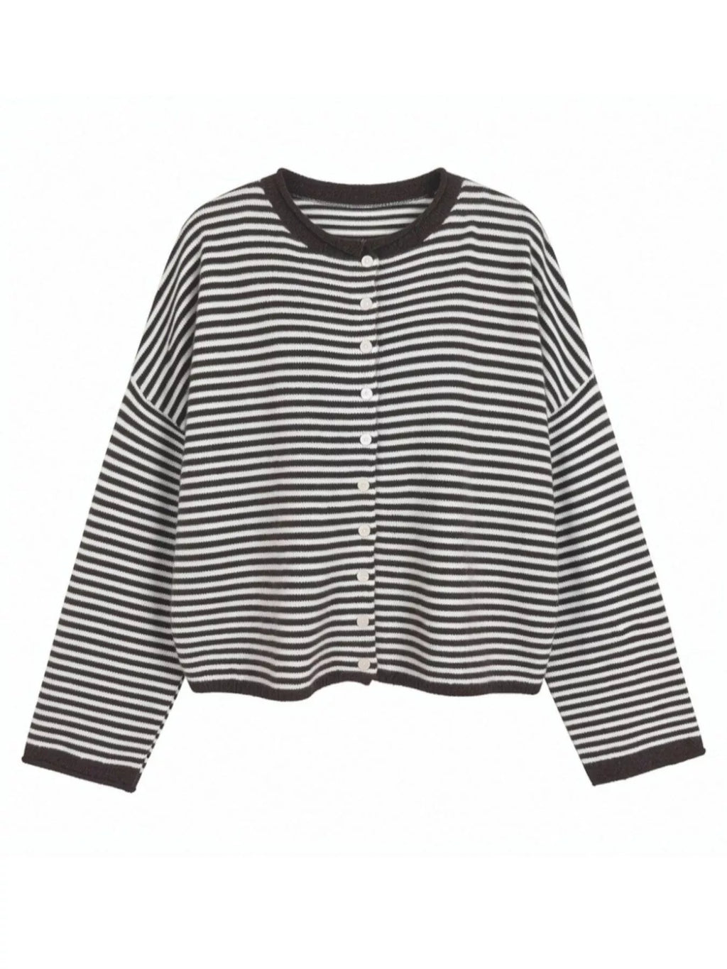 Button-down Striped Knit Cardigan (9)