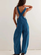 Corduroy Wide-leg Overall Adjustable Straps (9)