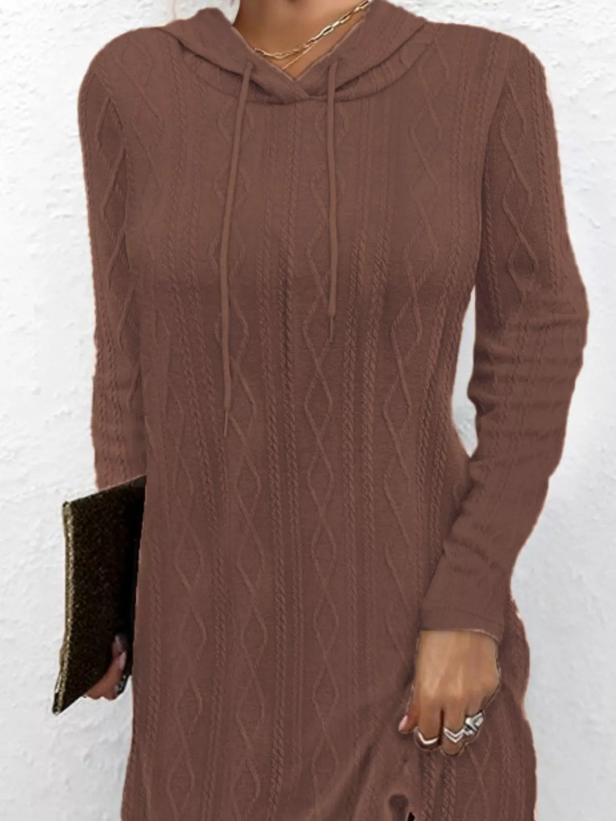 Casual Long Sleeve Hooded Knit Dress (15)