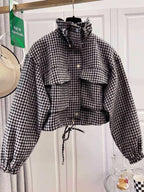 Plaid Cropped Zip-up Jacket (19)