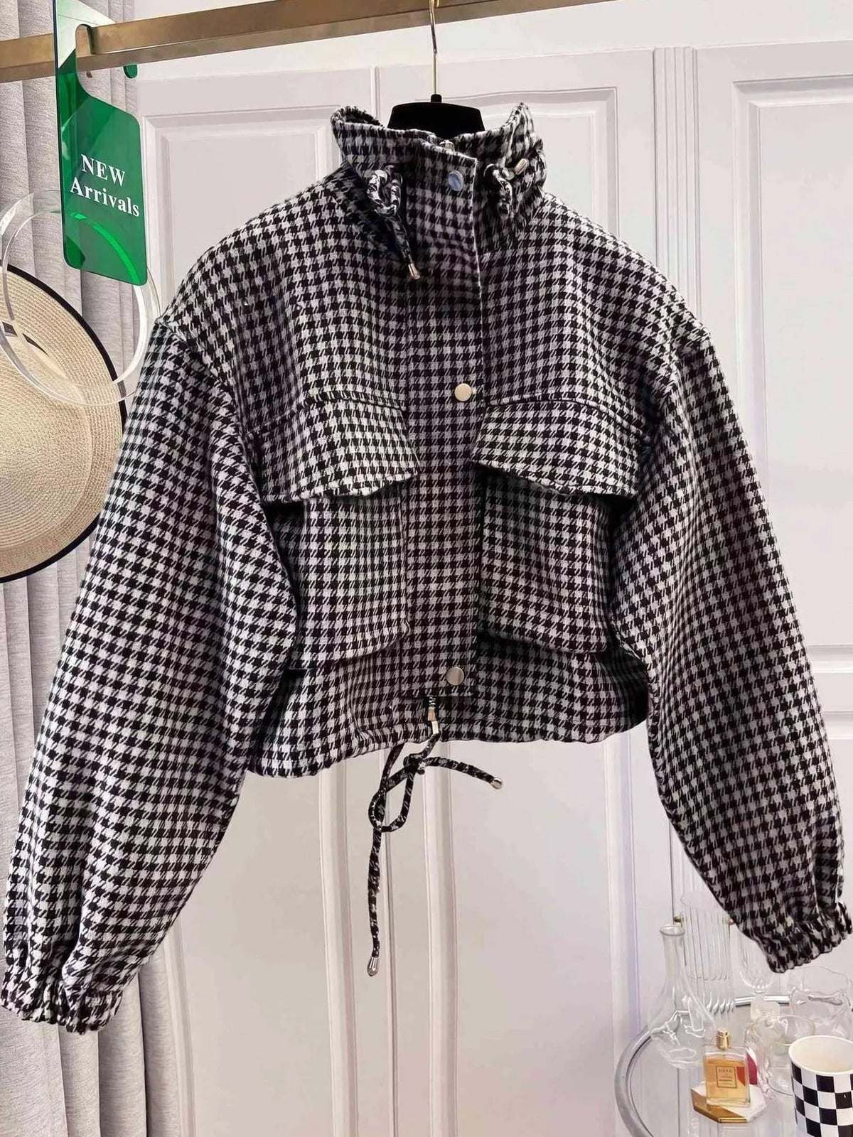 Plaid Cropped Zip-up Jacket (19)