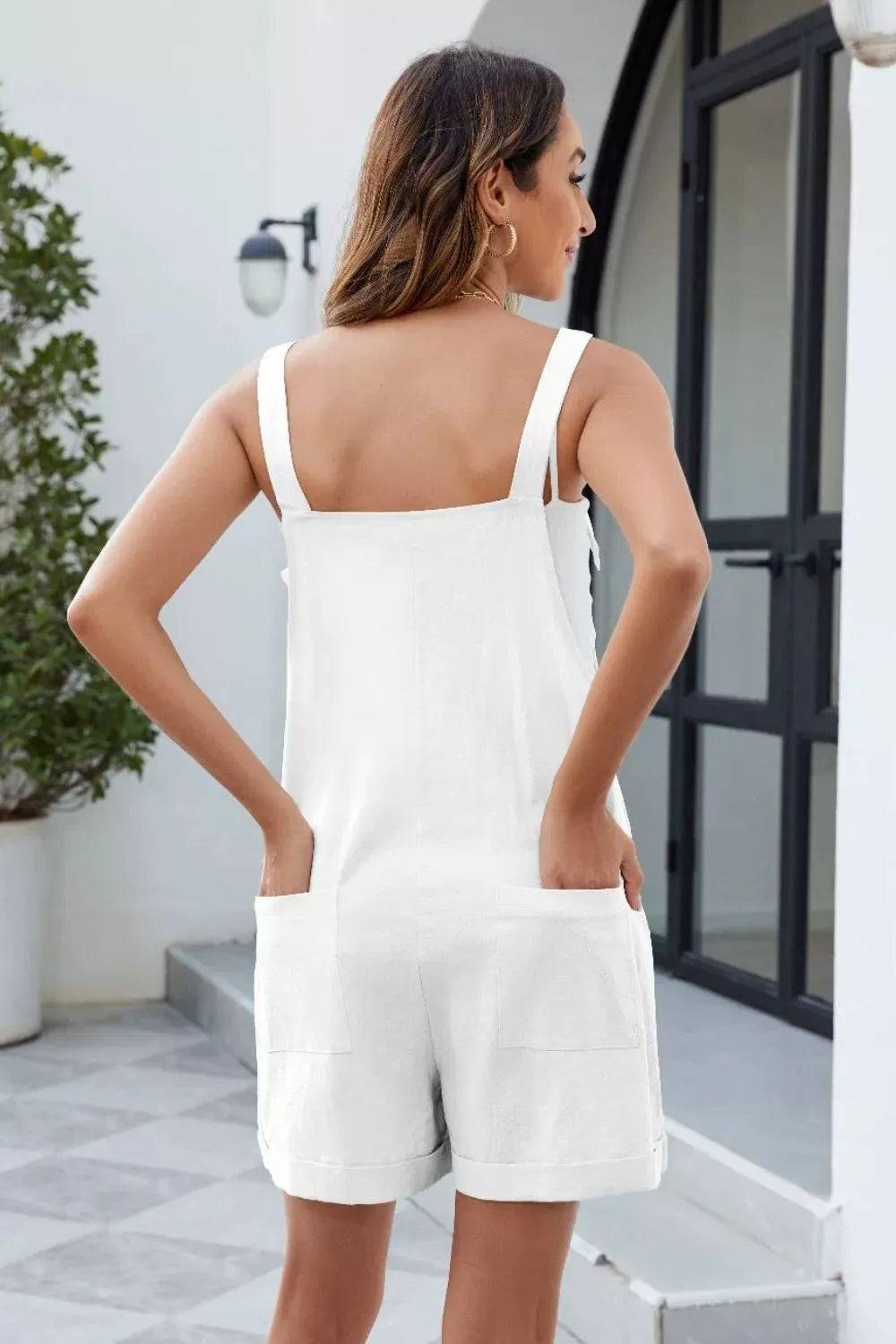 Knotted Strap Romper Pockets (11)