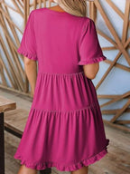 Tiered Notched Short Sleeve Mini Dress (9)