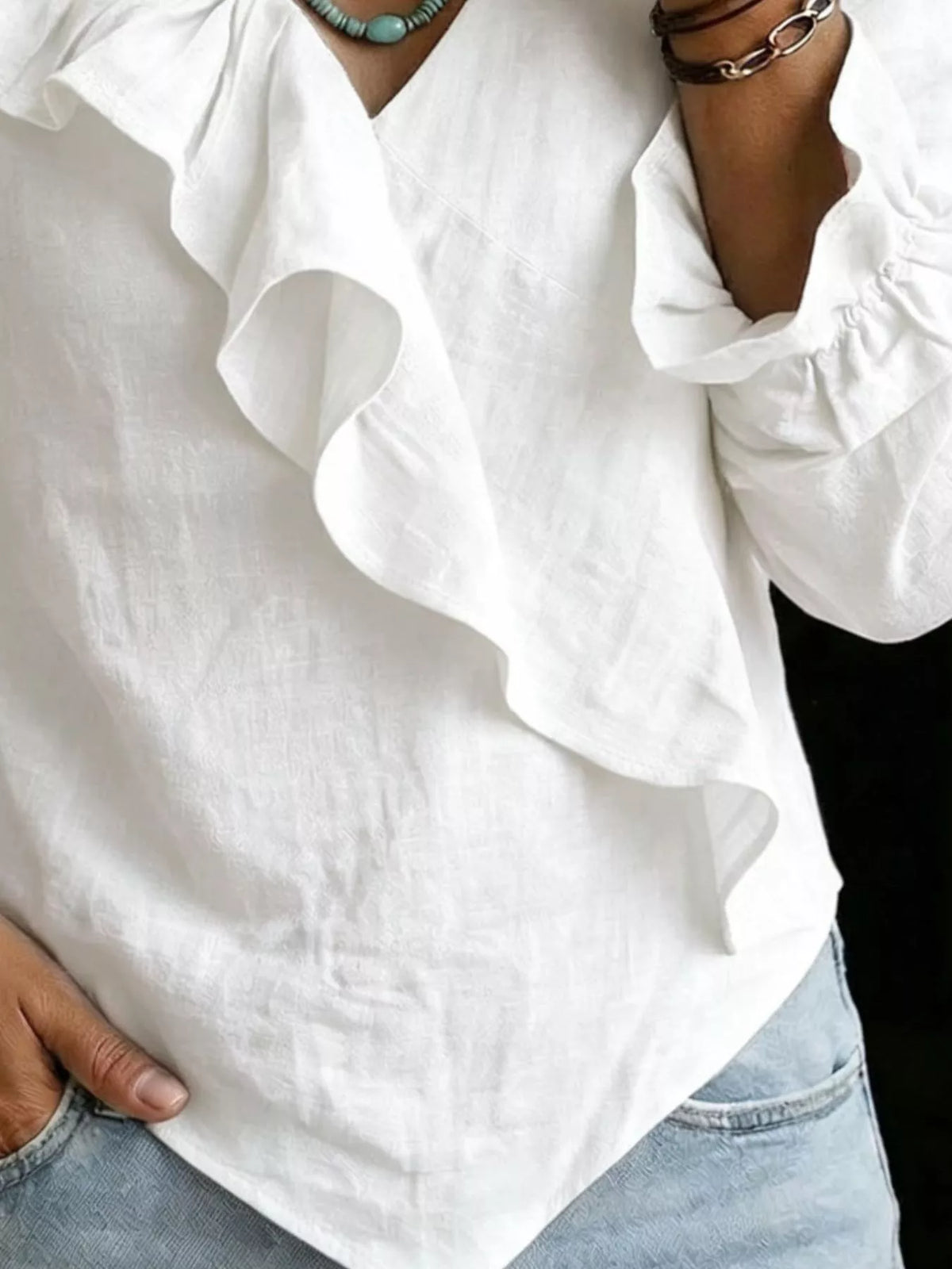 Full Size Ruffled Long Sleeve Blouse Plus (3)