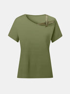 Asymmetrical Neck Short Sleeve T-shirt (3)
