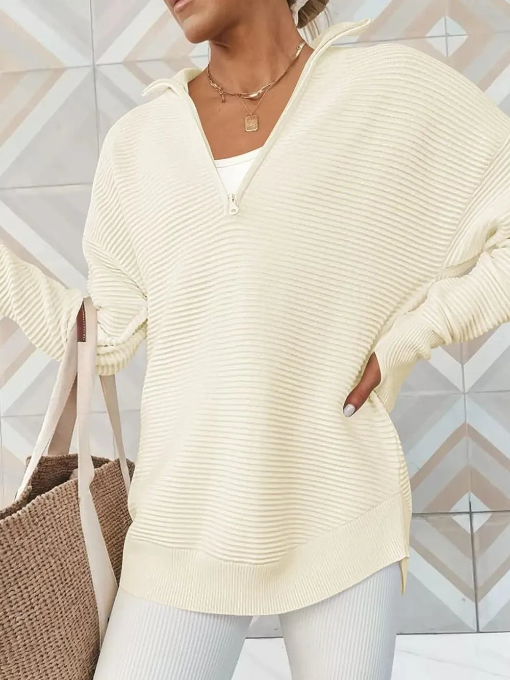 Half Zip Long Sleeve Knit Top (28)