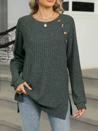 Round Neck Knit Button Top (10)