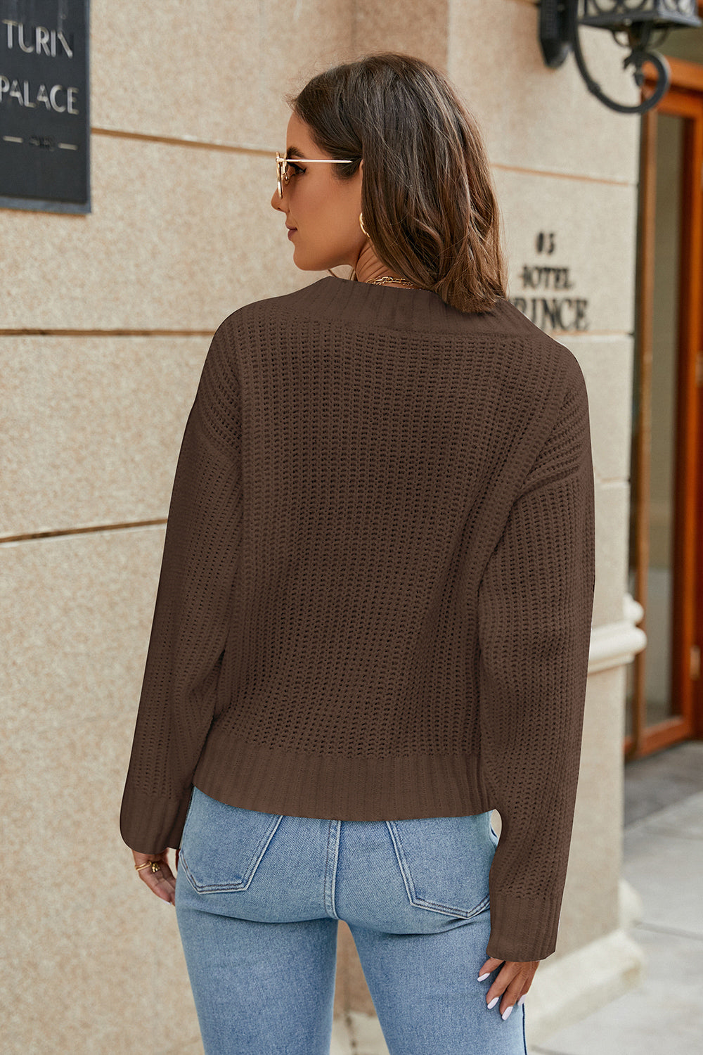 Openwork Surplice Long Sleeve Sweater (7)