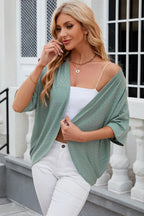 Eyelet Open Front Half Sleeve Cardigan (22)