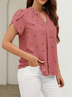Heart Print Petal Sleeve Blouse (8)