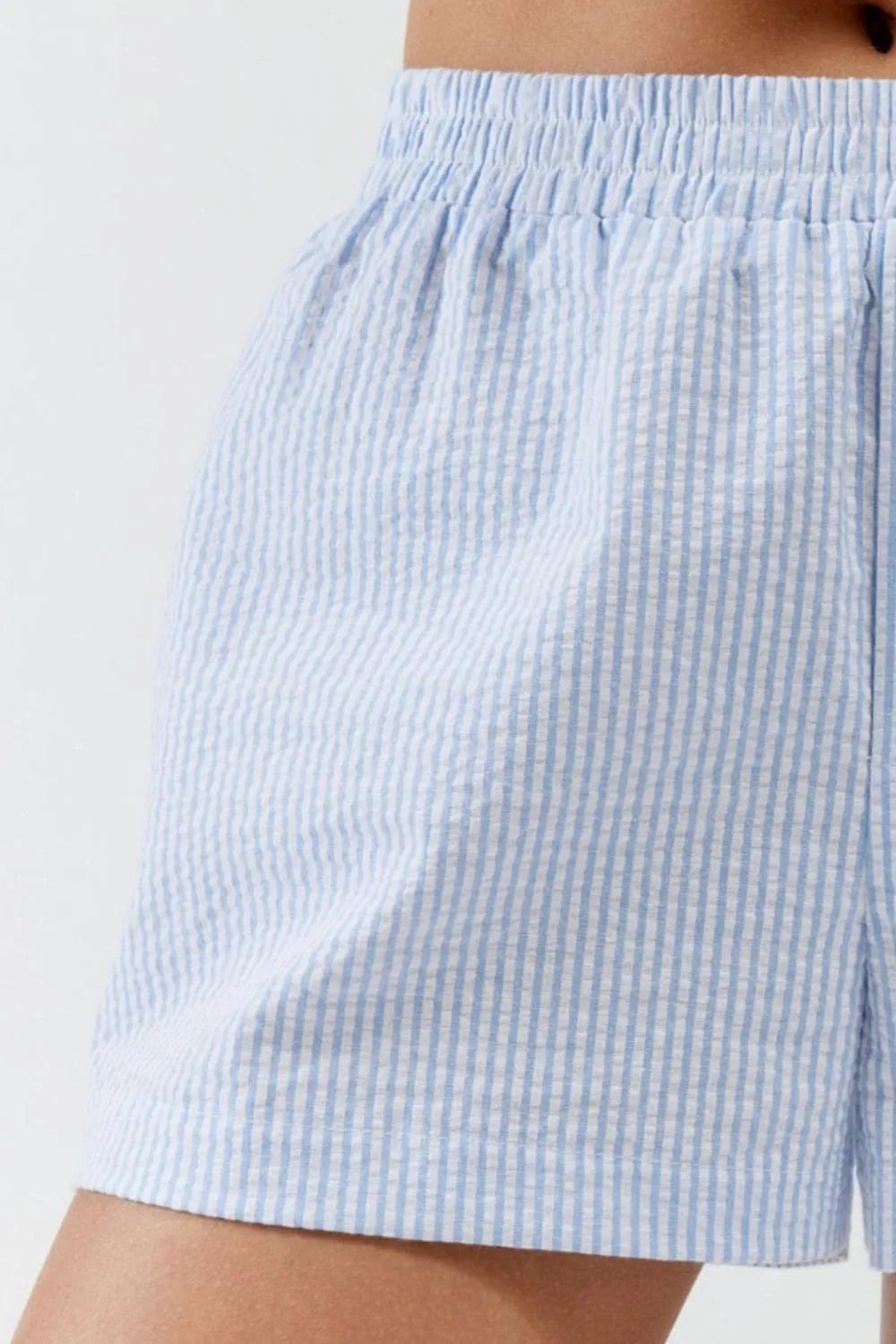 Striped Elastic Waist Shorts (3)