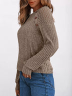 Ribbed Knit T-shirt Lace Shoulder Detail (27)