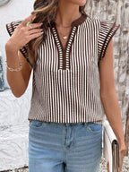 Striped Ruffle Sleeve Blouse (26)