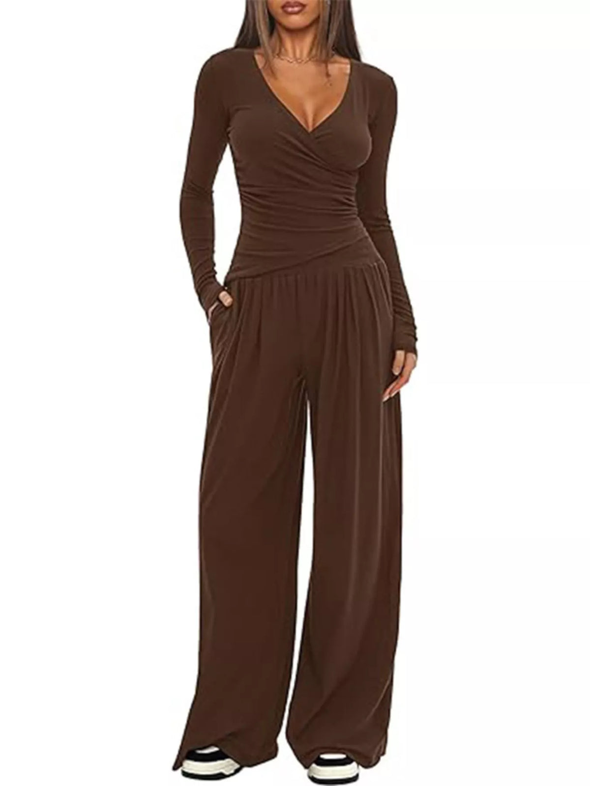 Casual Long Sleeve Top Pants Two-piece Set