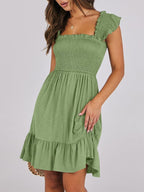 Smocked Ruffle Hem Mini Dress (4)