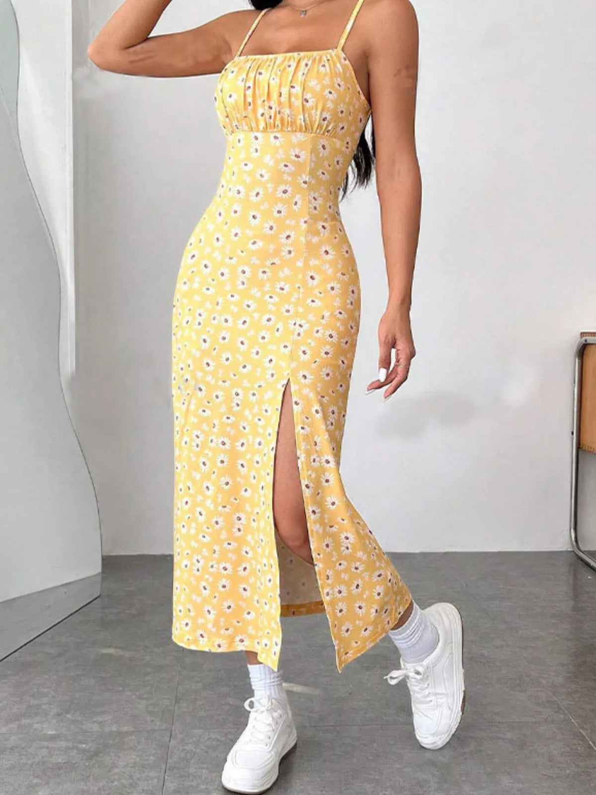 Slit Spaghetti Strap Midi Dress (16)