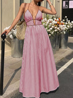 Striped Halter Neck Maxi Dress (13)
