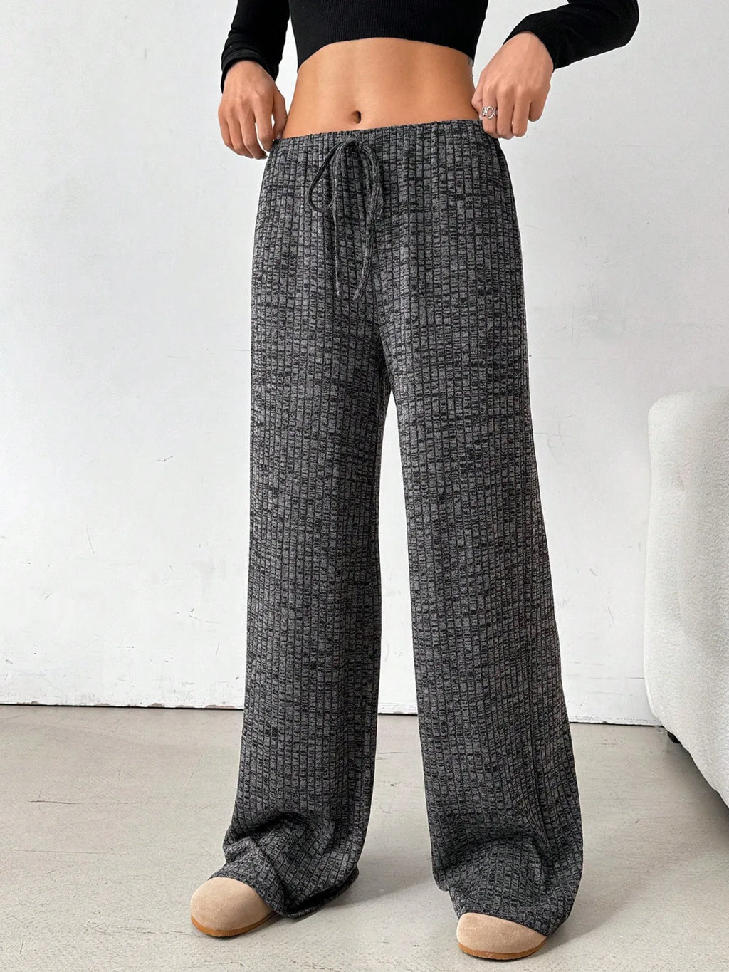 Striped Wide Leg Drawstring Pants (33)