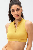 Full Size Cropped Cutout Back Zipper Front Active Tank Top (11)