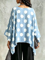 Polka Dot Asymmetrical Hem Blouse (2)