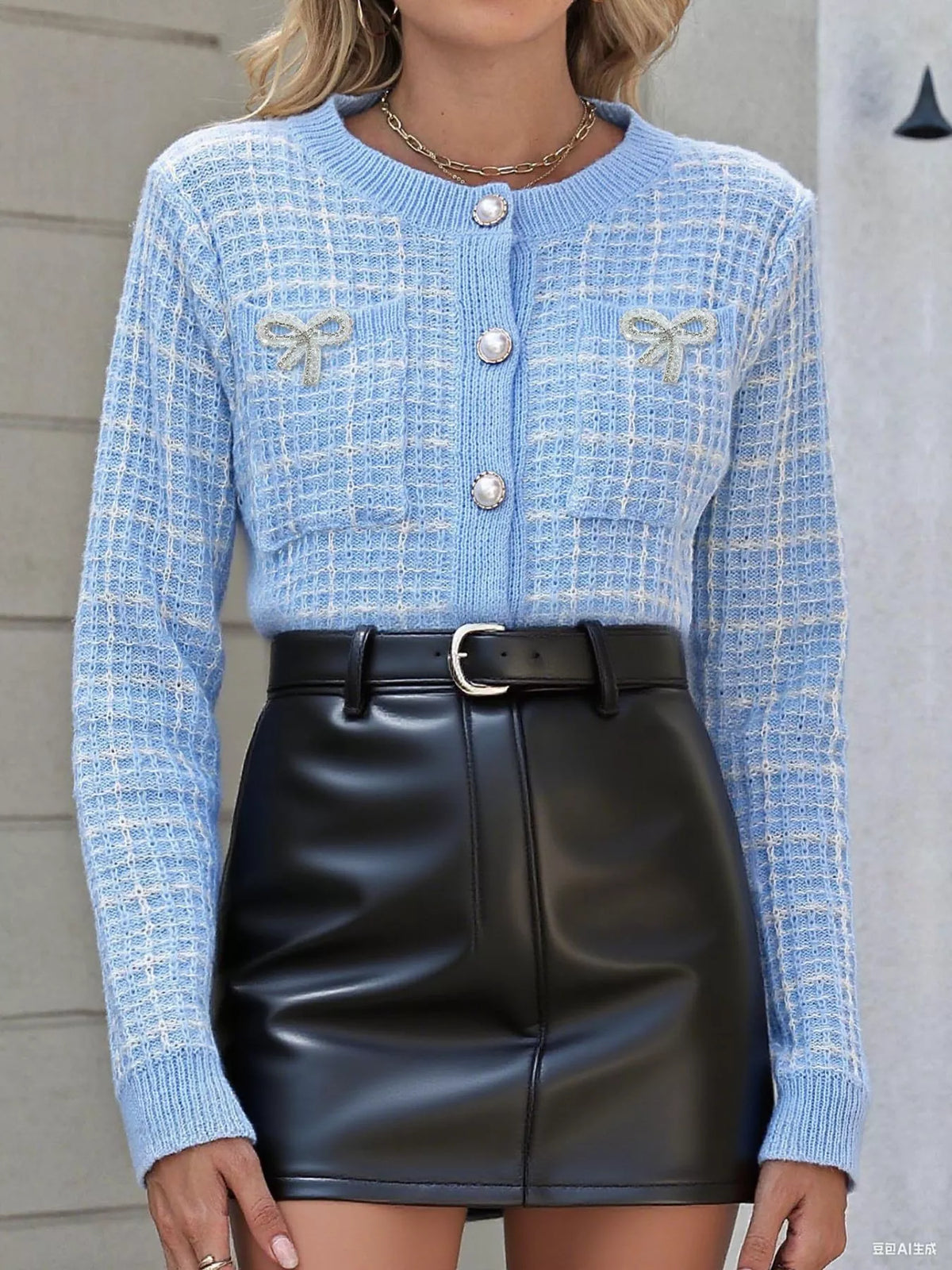 Bow Decor Button Up Cardigan (9)