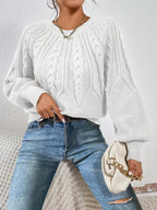 Cable Knit Long Sleeve Sweater (5)