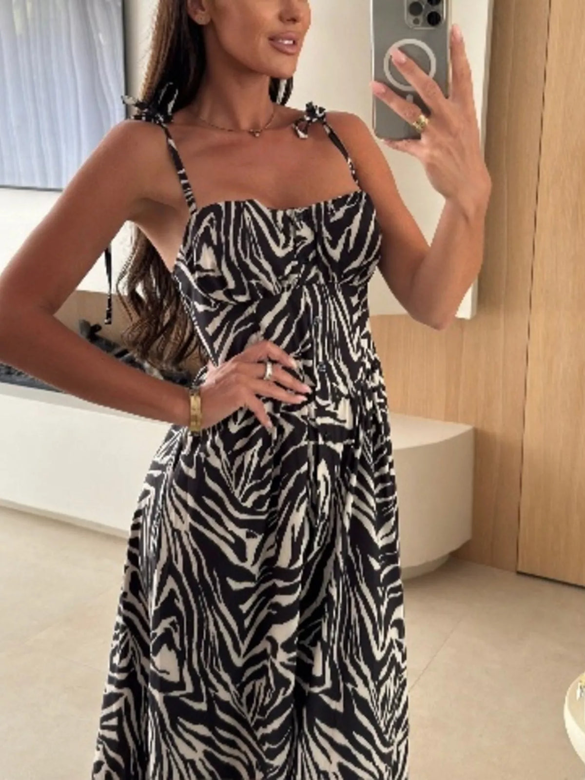 Printed Tie-strap Midi Dress (25)