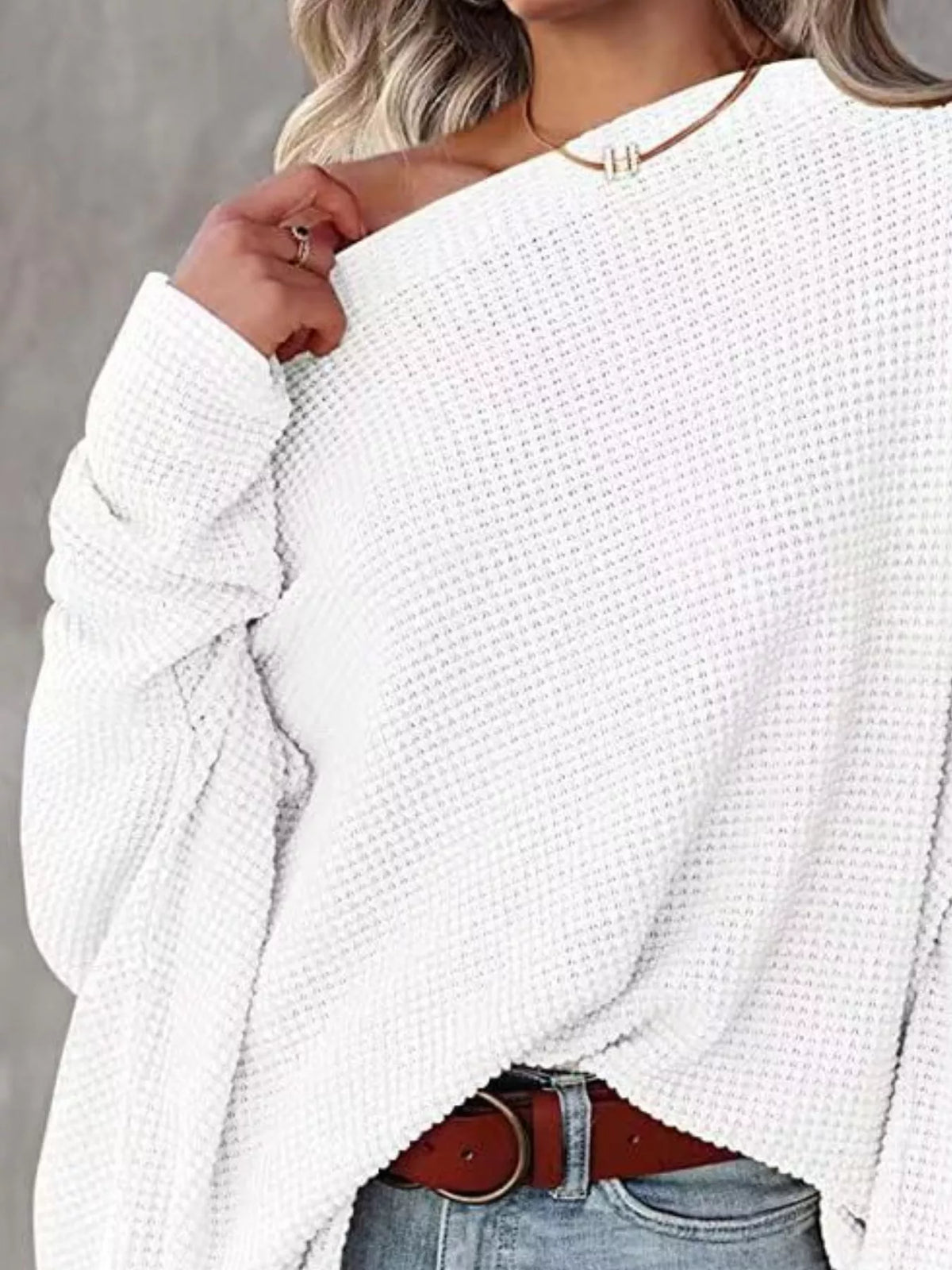 Waffle Knit Boat Neck T-shirt (17)