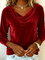 Velvet Cowl Neck Long Sleeve T-shirt (11)