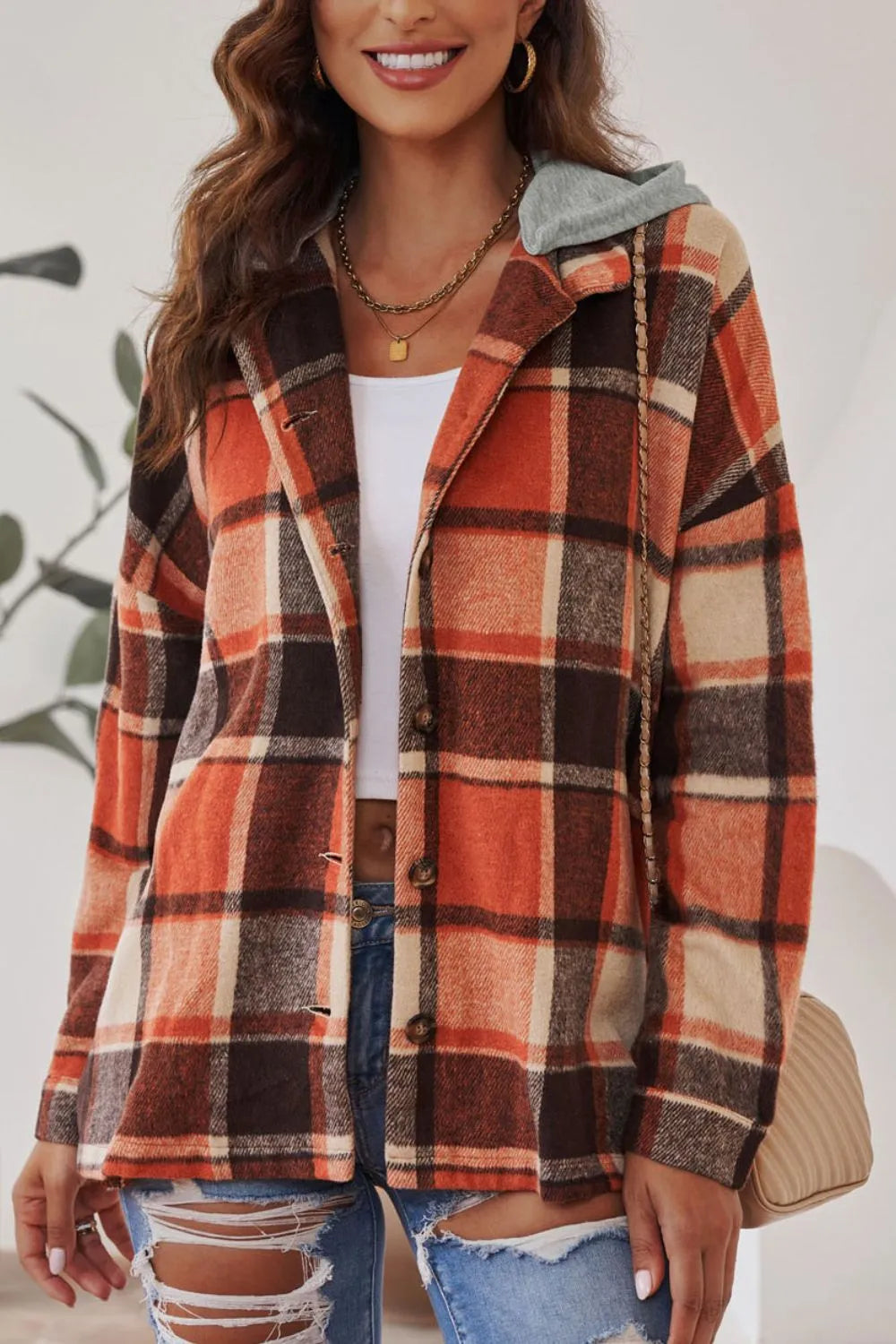 Plaid Button Up Hooded Shacket (7)
