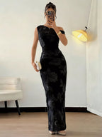Embroidered One Shoulder Maxi Dress (5)