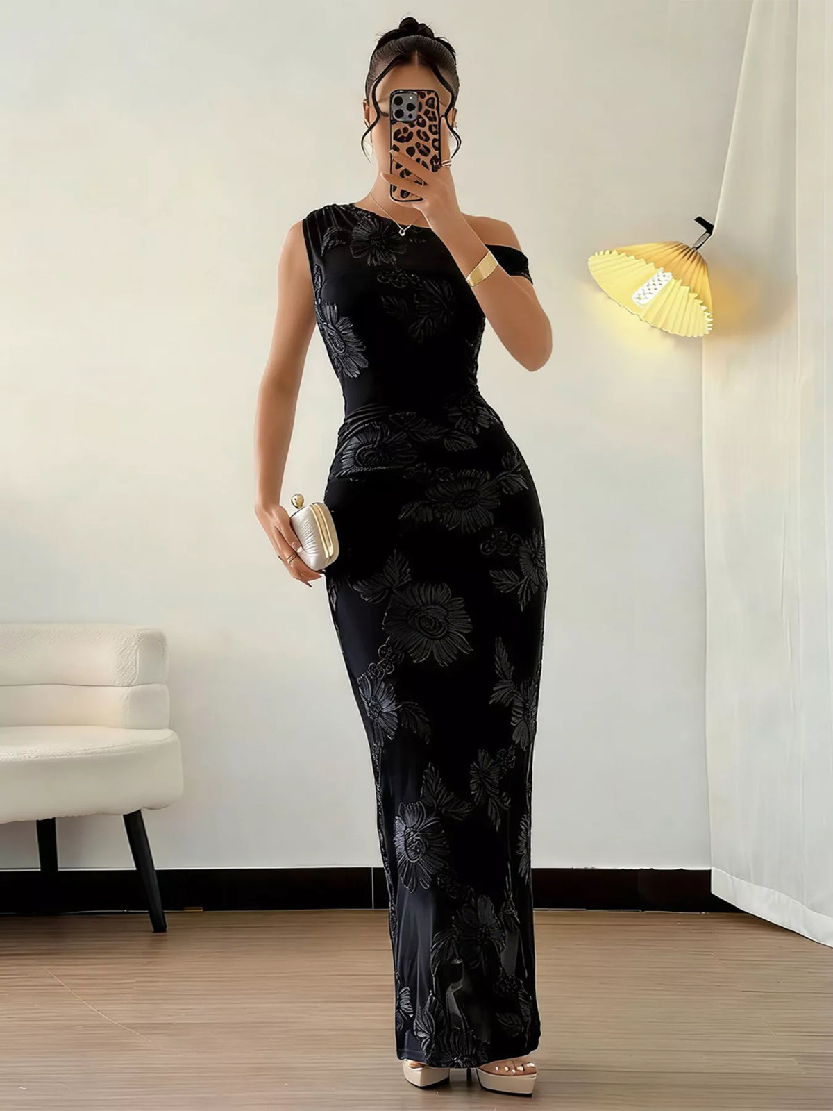 Embroidered One Shoulder Maxi Dress (5)