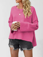 Dropped Shoulder Flare Sleeve Sweater (2)