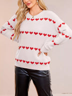 Heart Pattern Dropped Shoulder Sweater (2)