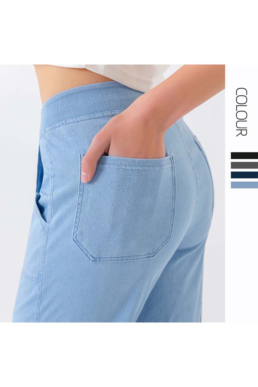 Buttoned Pocketed Long Jeans (9)