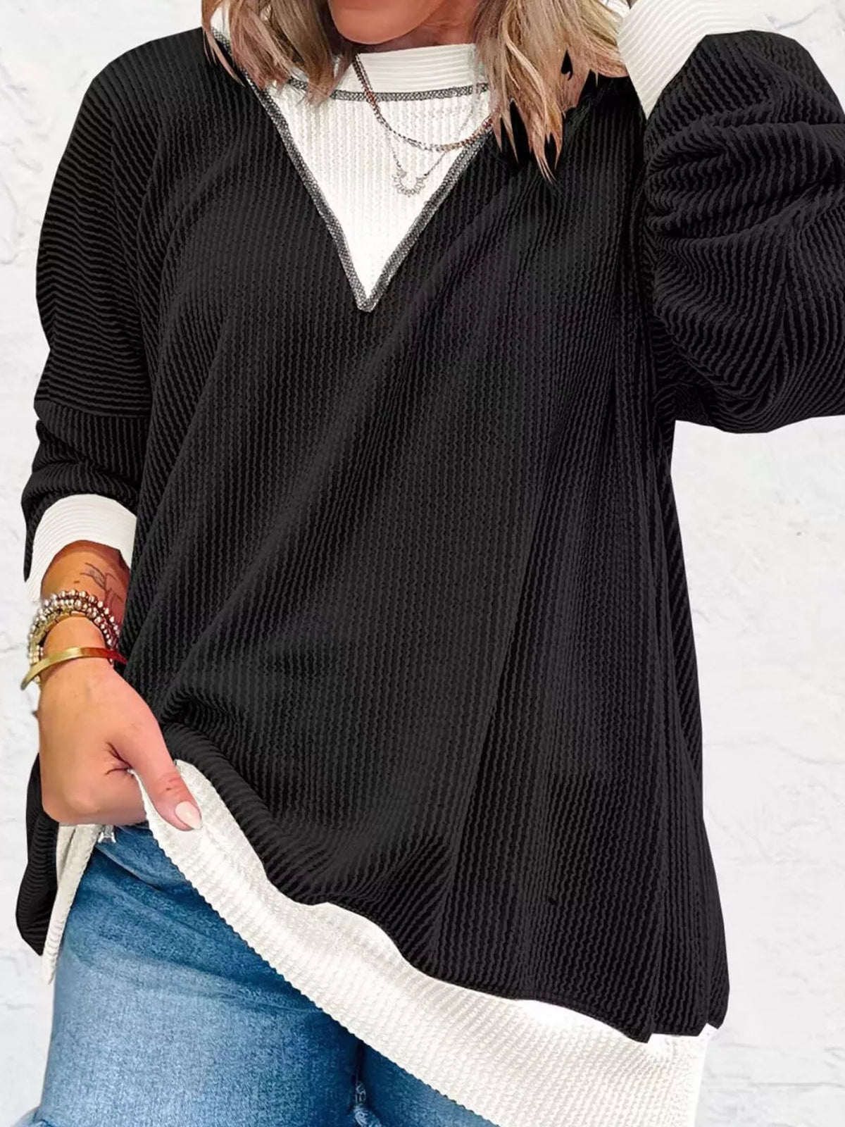Contrast Dropped Shoulder Sweatshirt (19)