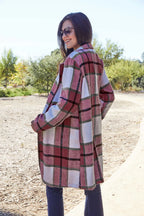 Full Size Plaid Button Up Lapel Collar Coat (25)