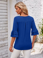 Ruffled Suqare Neck Half Sleeve Blouse (15)