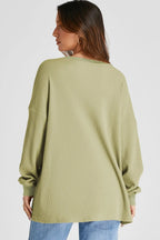 Waffle-knit Long Sleeve Sweatshirt (9)