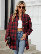 Plaid Collared Neck Long Sleeve Shirt (22)