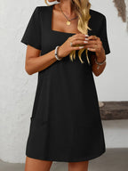 Square Neck Short Sleeve Mini Dress (17)