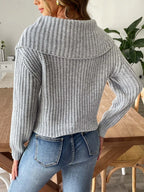 Cable-knit Long Sleeve Sweater (2)