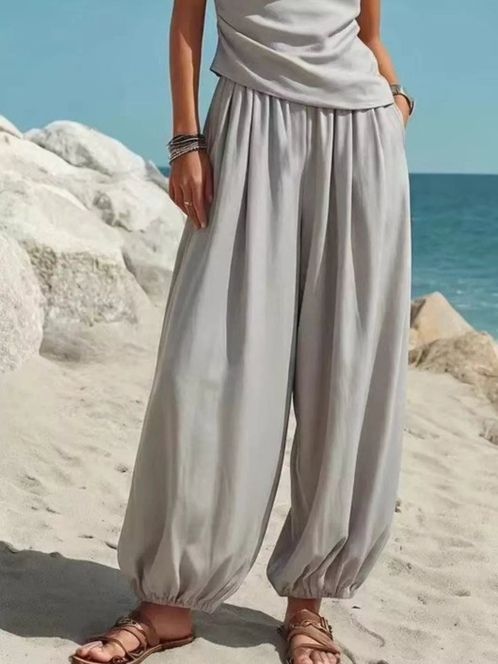 Full Size One-shoulder Top Wide Leg Pants Set Plus (9)